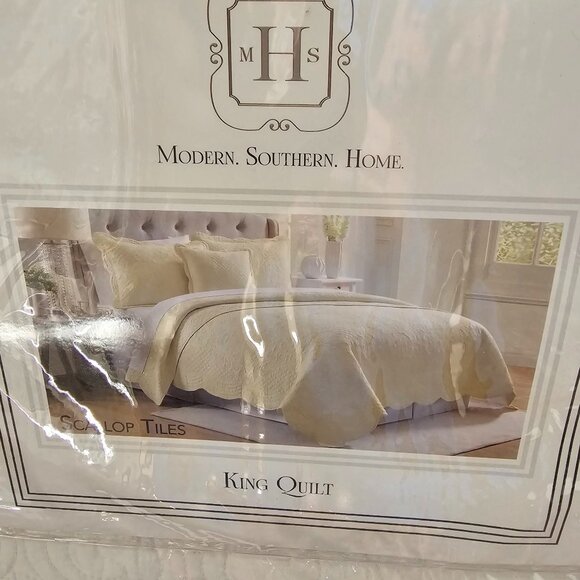 Modern Southern Home KING White Quilt Shabby Chic Country Home Style - Picture 1 of 2